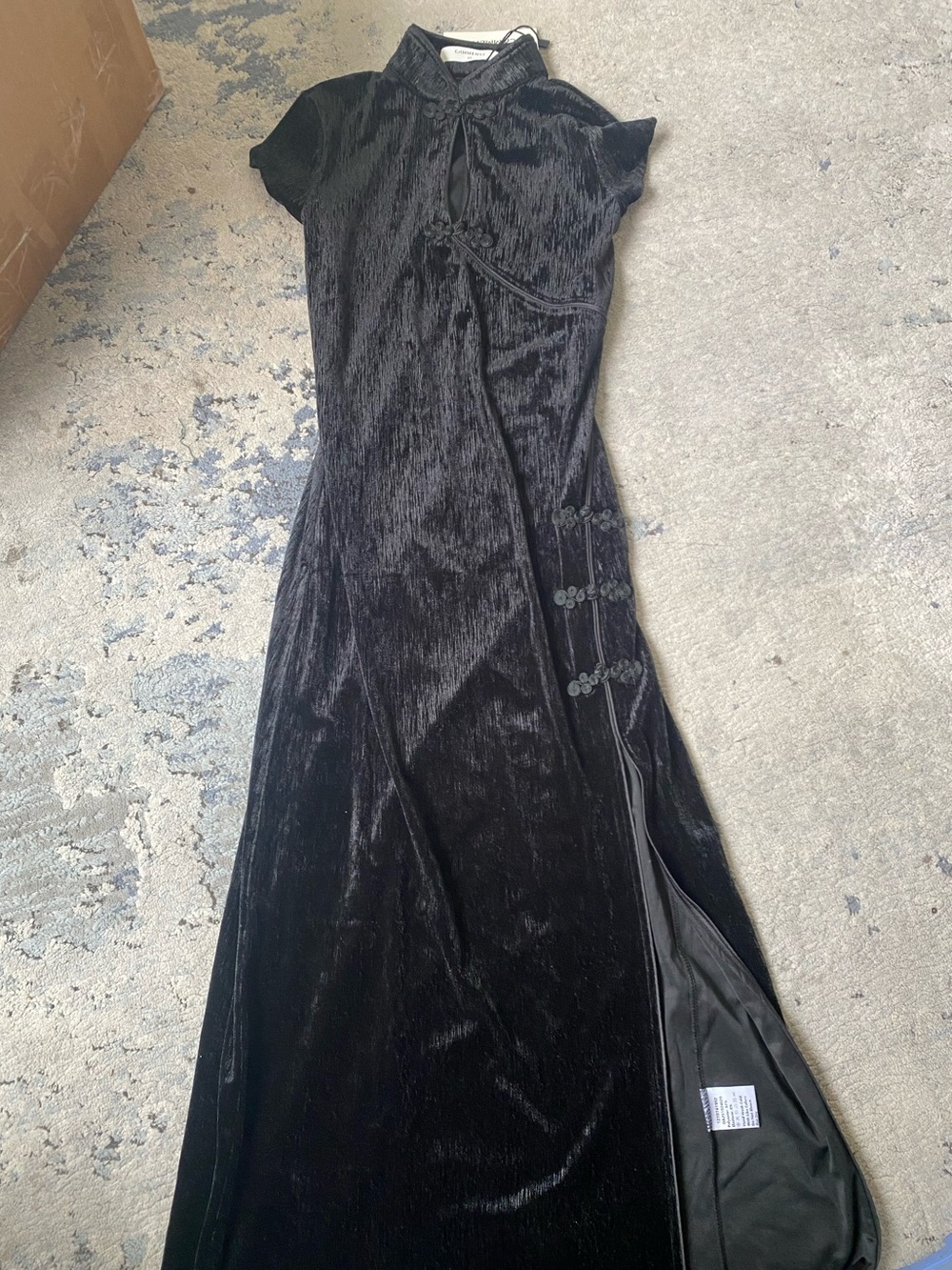 NWT Commense Black Velvet Maxi Dress Sz XS - Picture 2 of 5